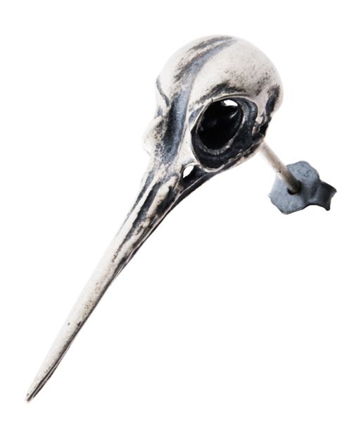 ペストマスク 鳥の骸骨 シルバースタッズピアス (1個/片耳用)